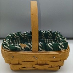 Vintage 1999 Handled Longaberger  Small Candle Basket with Liner and Protector